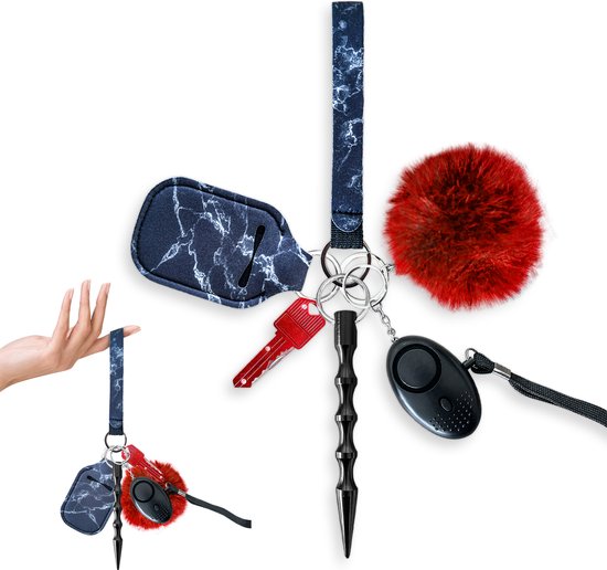 Porte-clés d'auto-défense - 6 pièces - Kubotan - Alarme personnelle - Porte-clés Système d'alarme