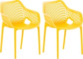 CLP Air Set de 2 Chaises de jardin - Empilable - Résistant aux UV - Hydrofuge - Plastique - jaune
