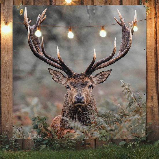 Affiche de Jardin Cerf - Nature - Automne - Animaux de la forêt - 200x200 cm - Toile de jardin - Affiche d'extérieur