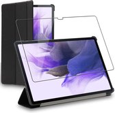 ebestStar - Hoes voor Samsung Galaxy Tab S7 FE T730, 5G T736B, Slanke Design PU Lederen Etui, Automatische Slaap/Wake, SmartCase hoesje, Zwart + Gehard Glas