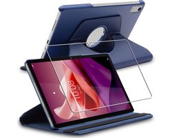 ebestStar - Hoes geschikt voor Lenovo Tab P12 (2023), Roterende Etui, Case, 360° Draaibaar hoesje, Donkerblauw + Gehard Glas