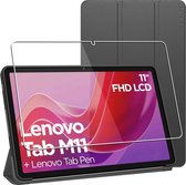 ebestStar - Hoes voor Lenovo Tab M11, Slimme Hoes met Magnetische Flip Bescherming, Siliconen, Zwart + Gehard Glas