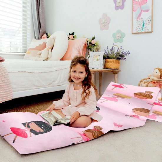 Floor Pillow Bed Cover for Kids - Portable Toddler Bed for Sleepovers, Travel, Napping, Reading, and Play floor pillow