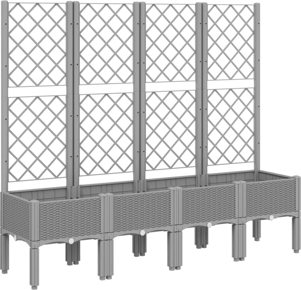 VidaXL Plantenbak met latwerk 160x40x142 cm polypropeen lichtgrijs