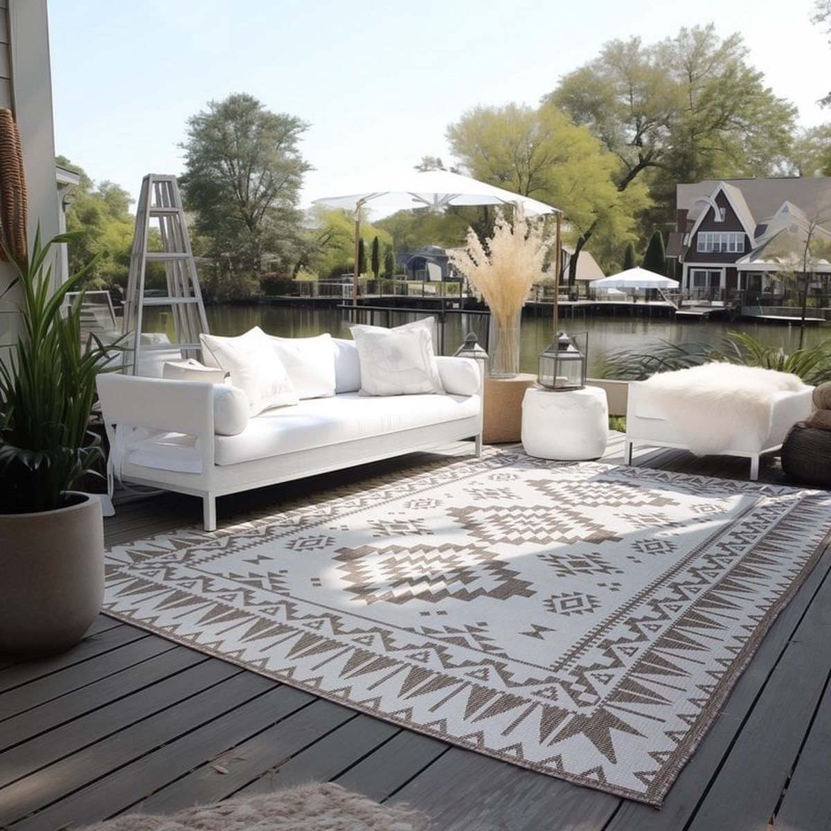 flycarpets Elle Decoration - Binnen & Buitenkleed - Omkeerbaar - Gemini - Linen / Beige - 80x150 cm
