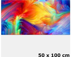 Allernieuwste.nl® Canvas Schilderij * Veelkleurig Modern Abstract * - Kunst aan je Muur - Modern - Kleur - 50 x 100 cm