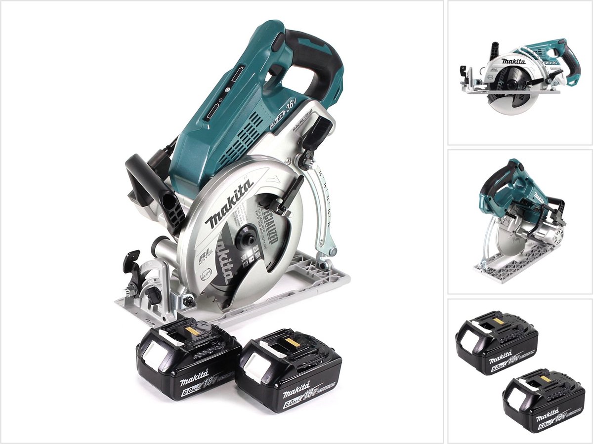 Makita DRS 780 G Accu cirkelzaag 36V ( 2x18V ) 185 mm borstelloos + 2x accu 6,0Ah - zonder lader