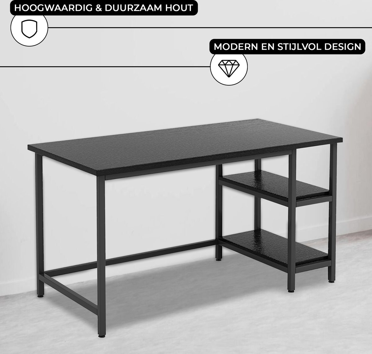 Bayt Bureau - Bureau Zwart - Computerbureau - Computer Tafel - Bureautafel -110 x 50 x 75 cm