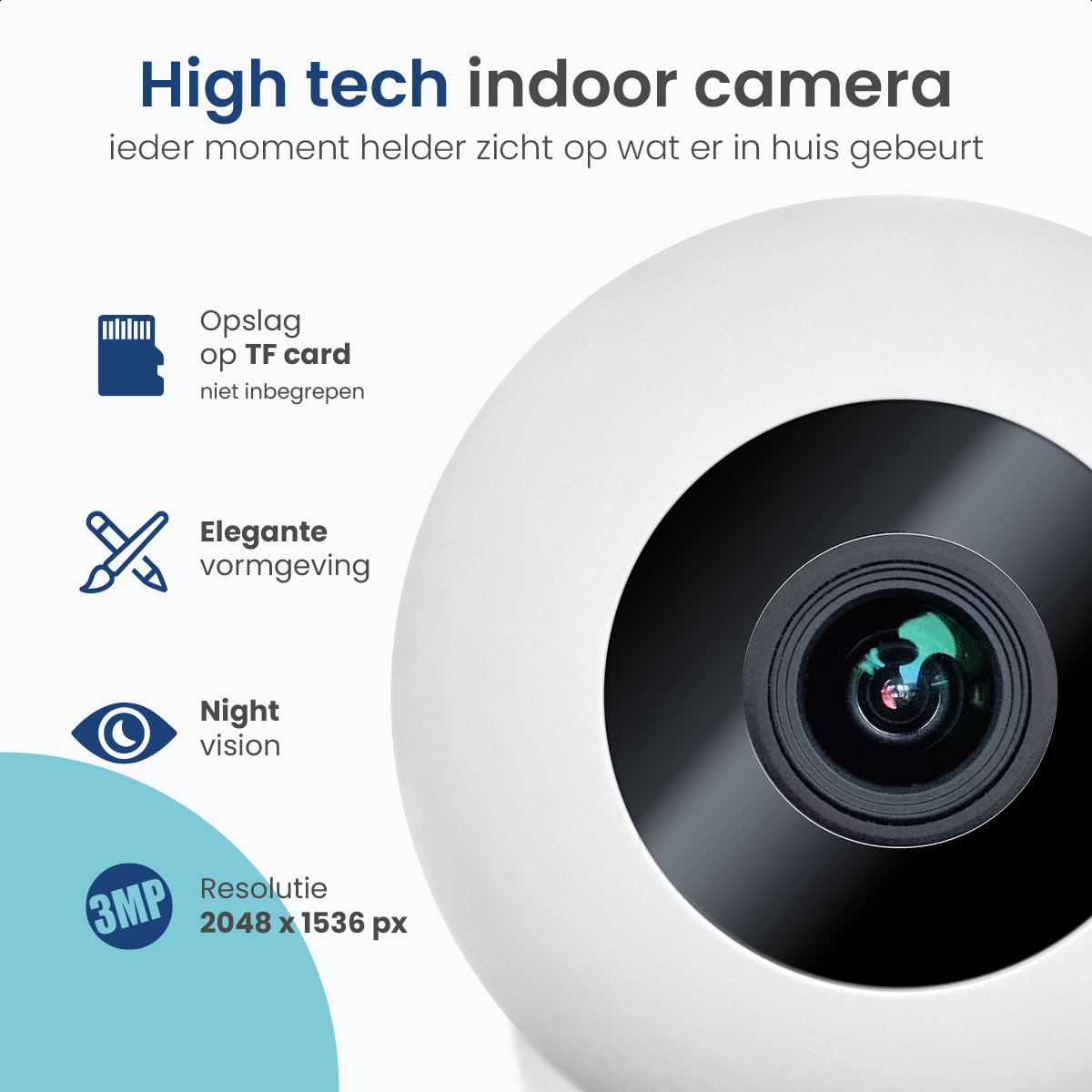 Gologi Beveiligingscamera Smart Indoor met Nachtzicht en App - afbeelding 3