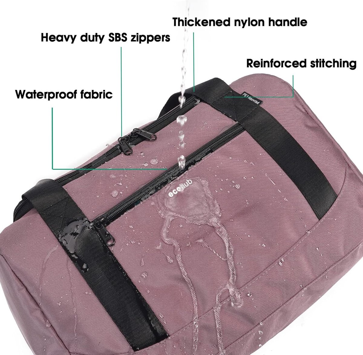 Ryanair 40 x 20 x 25 cm reistas, handbagage, uitbreidbare reistas, sporttas, gymtas, koffer, handtas, C11-roze paars, Borsa da viaggio con borsa da toilette
