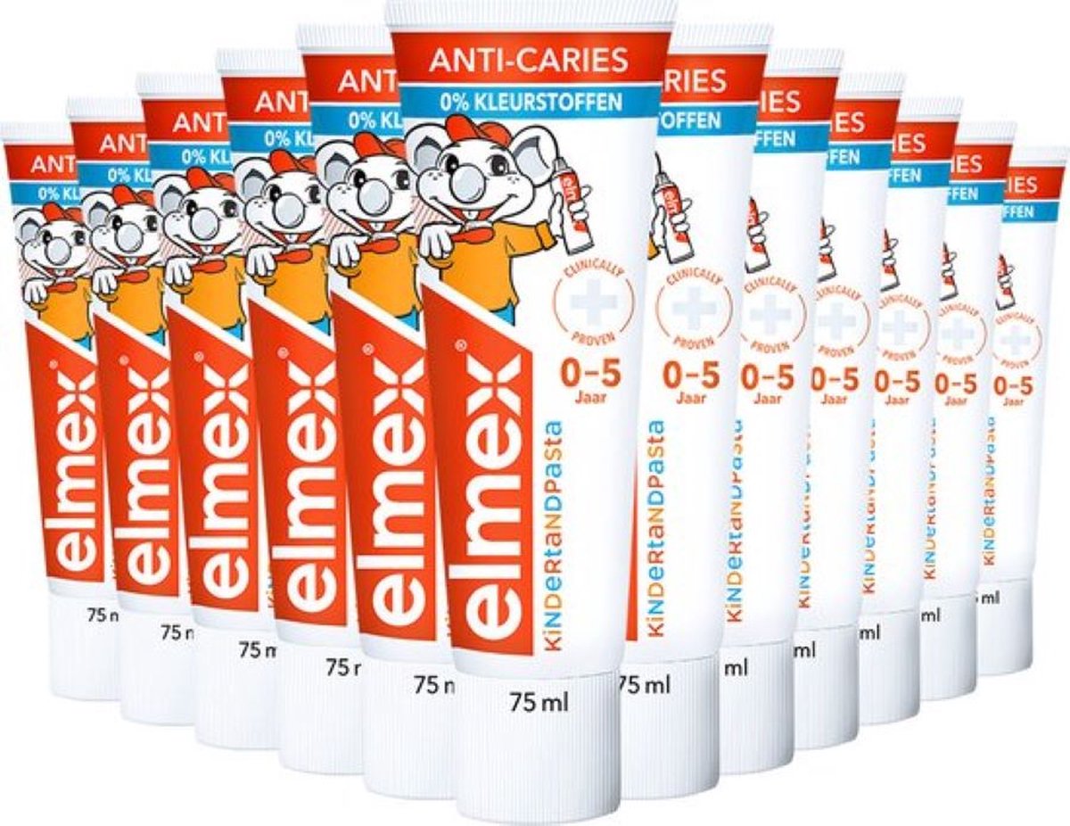 Elmex Tandpasta Anti-Caries Peuter 0-5 Jaar - Voordeelverpakking 12 x 75 ML