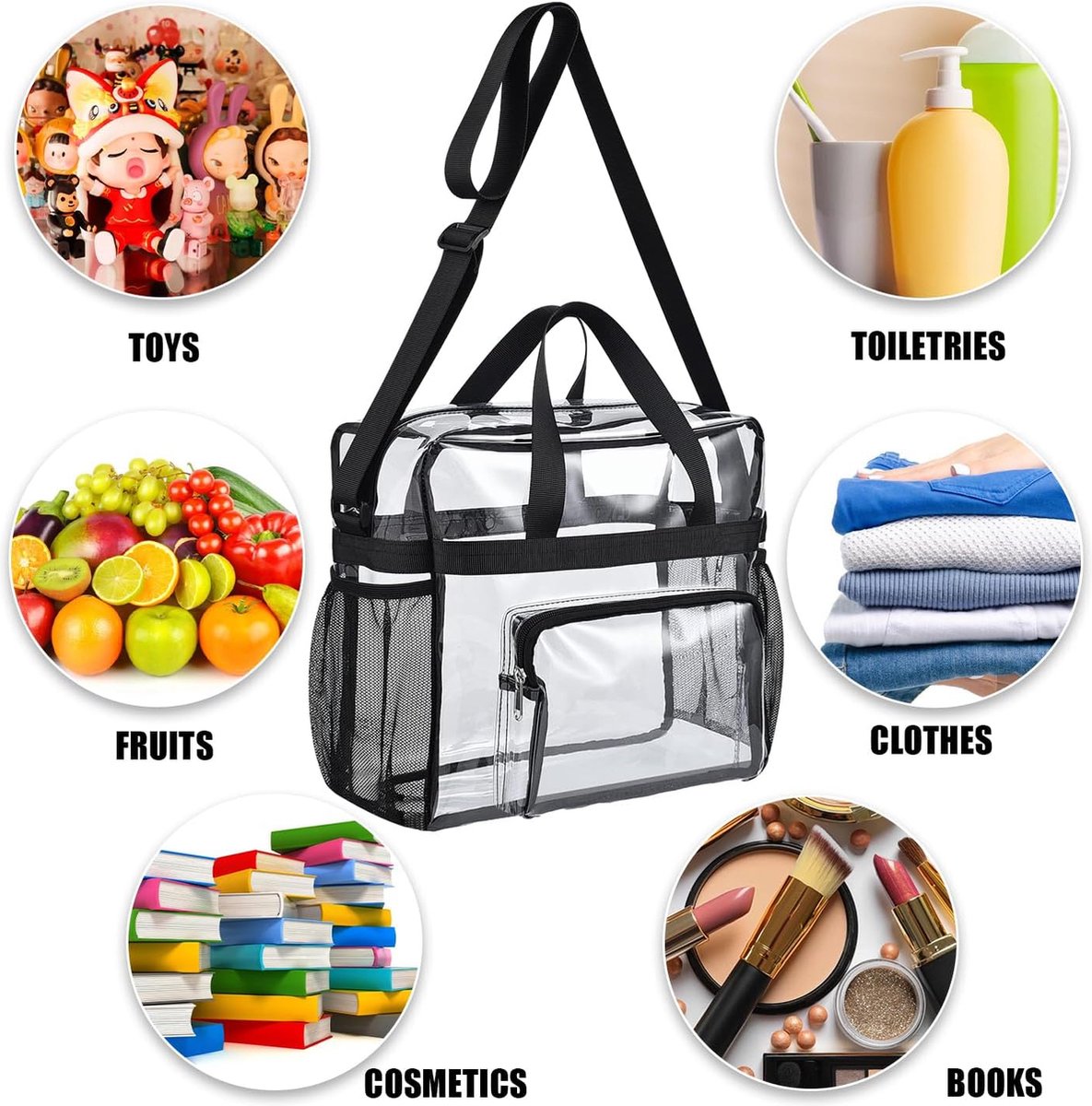 TotePrint Transparante pvc-make-uptas, 18 x 12 x 6 cm, 1 stuk, waterdicht, TSA-goedgekeurde make-uptas voor reizen en toiletartikelen, Oranje-1 stuk