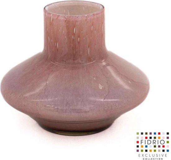 Design vaas Dante - Fidrio PINK BUBBLES - glas, mondgeblazen bloemenvaas - diameter 26 cm hoogte 20 cm