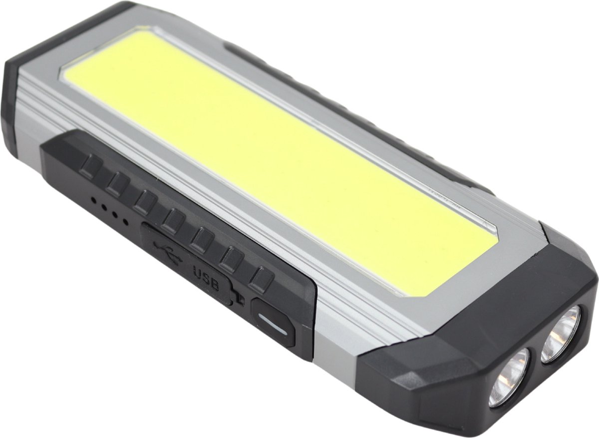 LED Zaklamp, Werklamp en Powerbank in 1 - USB en USB-C - Multifunctioneel met magneet en ingebouwde standaard - Draadloos en oplaadbaar - Fel licht in een klein formaat - 4000mAh