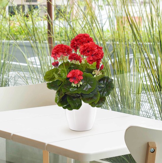 Geranium kunstplant in pot 40cm - rood | bol