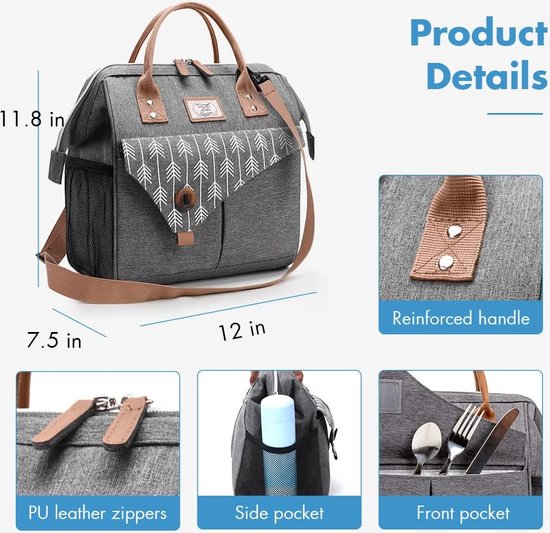 Koeltas, 16 liter, lunchtas met schouderriem, kleine koeltas voor werk, picknick, outdoor (grijs) van KOEL — afbeelding 3