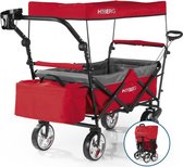 Bol.com Hoberg bolderwagen met zonnedak grijs/rood opvouwbaar aanbieding