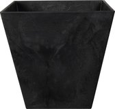 Bloempot/plantenpot gerecycled kunststof/steenpoeder zwart dia 30 cm en hoogte 30 cm - Binnen en buiten gebruik