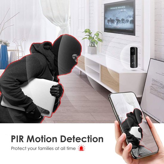 T-ring smarthome Video Deurbel V30 - Zwart (incl. 2 x Oplaadbare accu batterijen en 2 x losse bel) EXTRA SMAL MODEL ! van T Ring — afbeelding 2