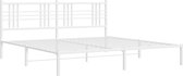 vidaXL - Bedframe - met - hoofdbord - metaal - wit - 183x213 - cm