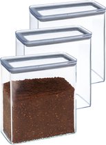 5Five Voorraadpot - 5x - keuken/voedsel - kunststof - 3000 ml - luchtdichte deksel - transparant - 20 x 10 x 20 cm