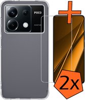 Hoesje Geschikt voor Xiaomi Poco X6 Hoesje Siliconen Cover Case Met 2x Screenprotector - Hoes Geschikt voor Xiaomi Poco X6 5G Hoes Back Case - Transparant