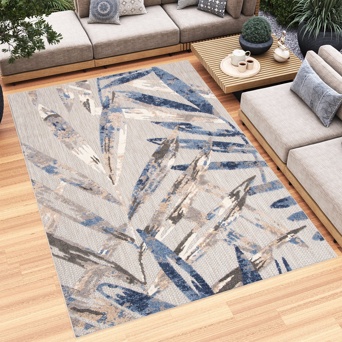 Tapiso Patio Indoor Tapijt Tuintapijt Vloerkleed Outdoor Indoor grijs blauw 6, foto 5