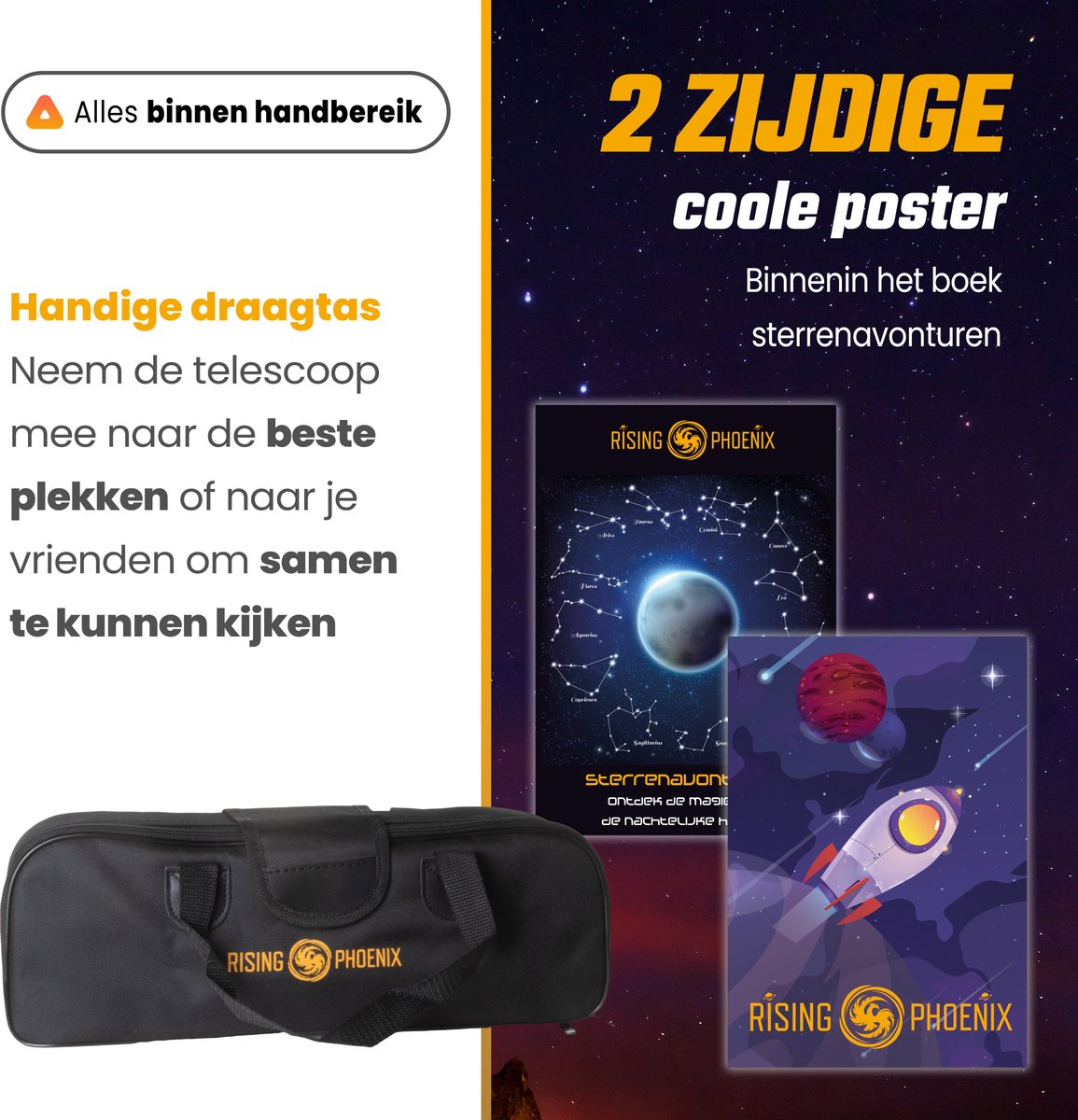 RP® Telescoop 90x Zoom Set - Sterrenkijker Kinderen / Beginners - Verstelbaar Statief - Maanfilter, Planisfeer, Stickerboek — afbeelding 4