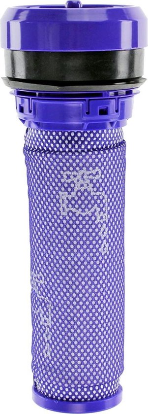 Filtre d'aspirateur Dyson violet avec un motif en grille pointillée.