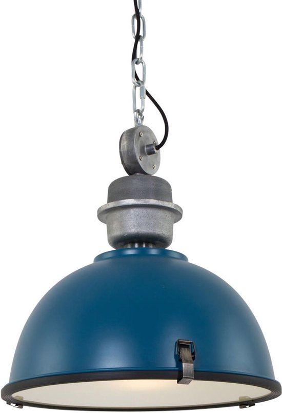 Industriële hanglamp Bikkel | 1 lichts | petrol / blauw / groen | glas / metaal | Ø 42 cm | in hoogte verstelbaar tot 150 cm | eetkamer / woonkamer / slaapkamer lamp | industrieel / modern / robuust design
