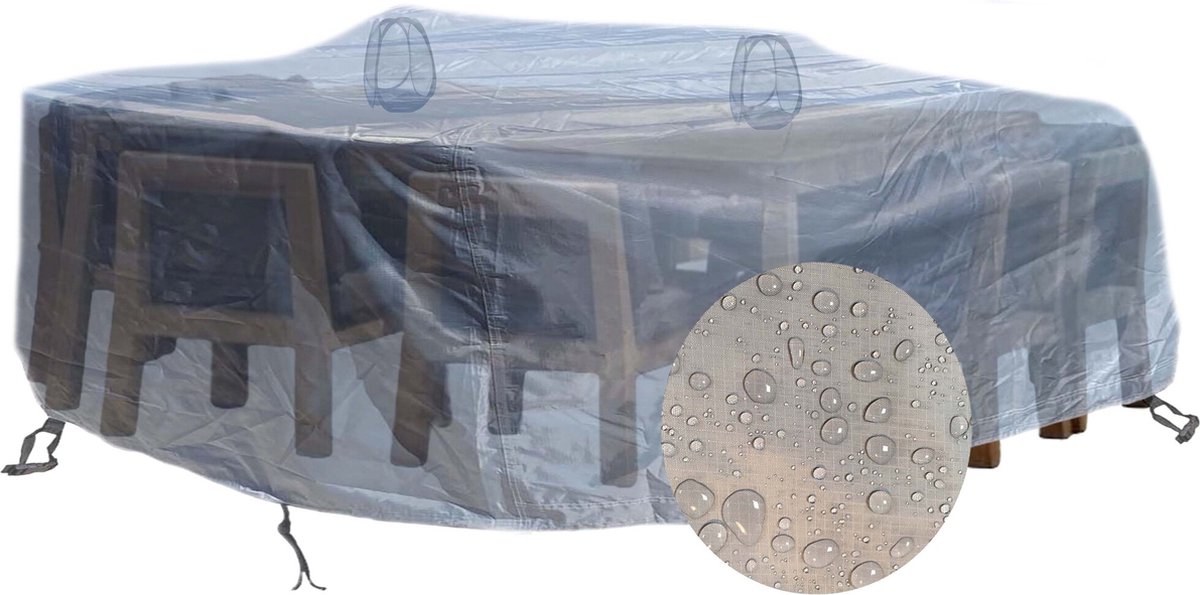 CUHOC Diamond Tuinmeubelhoesset - Tuinsethoesset - Hoes met stormbanden,aantrekkoord,antislip en afwaterings HOCCIE - 2.5x2.5x0.9 Grijs