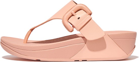 FitFlop Lulu Covered-Buckle Raw-Edge Leather Toe-Thongs ROZE - Maat 37