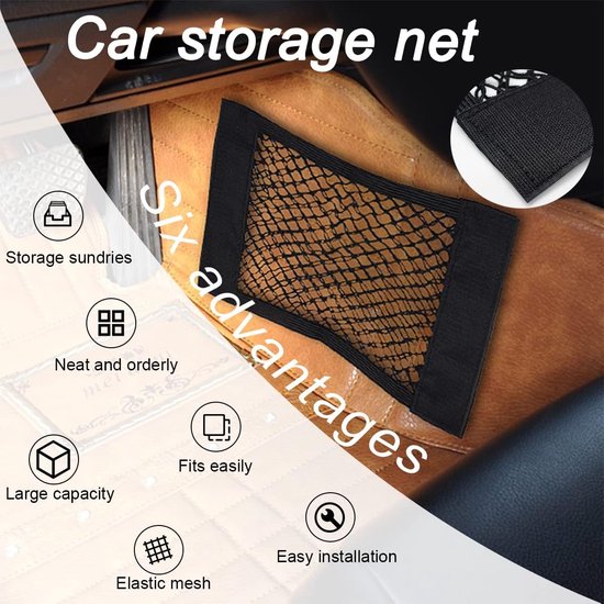 Riisoyu Kofferbaknet, 110 x 60 cm, universeel beschermnet, organizer, nettas met 4 haken, elastisch opbergnet voor auto, SUV, van nylon