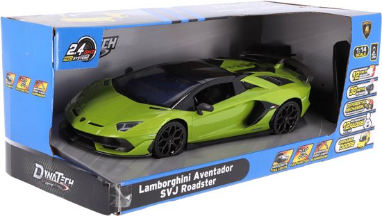 Lamborghini Aventador SVJ Radio Comandata 1:16 - Scala, Verde Neon, Fari LED, 2.4GHz - 5