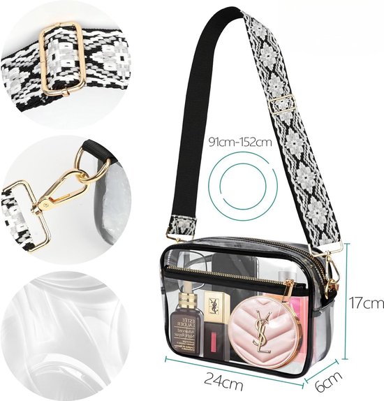 Fibrdoo Duidelijke Crossbody Purse Bag, Clear Bag Stadion Goedgekeurd