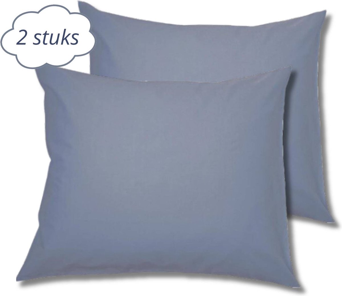 Droomtextiel Kussenslopen 60x70 cm Blauw Set Van 2 Stuks - Hotelkwaliteit - 100% Hoogwaardige Katoen