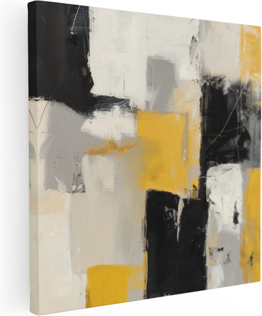 Artaza Canvas Schilderij Abstract Geel - 30x30 cm - Klein - Muurdecoratie Woonkamer - Wand