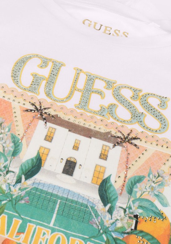 Guess Ss Guess Mansion Logo Easy Tee Tops & T-shirts Dames - Shirt - Wit