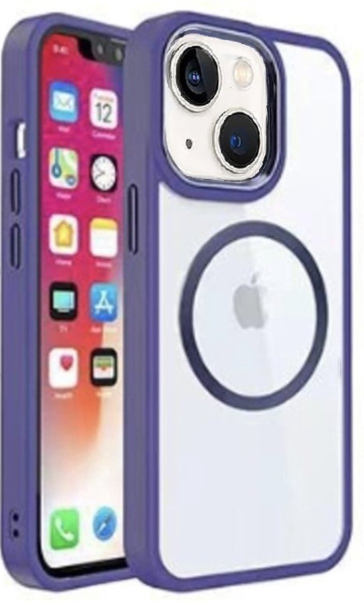 Cityhoesje - iPhone 15 - Backcover hoesje - Magsafe - Transparant - Paars