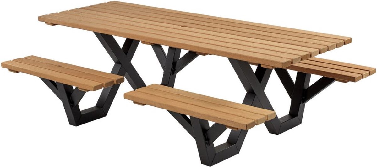 Talen picknicktafel - Hardhout - Metalen frame - Open instap