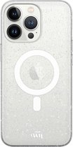 xoxo Wildhearts magnetisch telefoonhoesje - Geschikt voor iPhone 14 Pro - Sparkle Away Transparent - Hoesje met glitter - Shockproof case - Transparant - magnetisch hoesje
