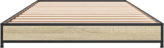 vidaXL-Bedframe-bewerkt-hout-en-metaal-sonoma-eikenkleurig-100x200-cm