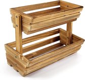 Houten Fruitmand 2 Tier Holle Fruit Bowl Houder Groenten Opbergstandaard Mand voor Aanrecht Snacks Rack in Thuis Keuken en Kantoor - Rustgevend en Gezellig Wooden crates