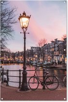 Amsterdam au crépuscule affiche de jardin en vrac 80x120 cm - Toile de jardin / Toile d'extérieur / Peintures pour l'extérieur (décoration de jardin)