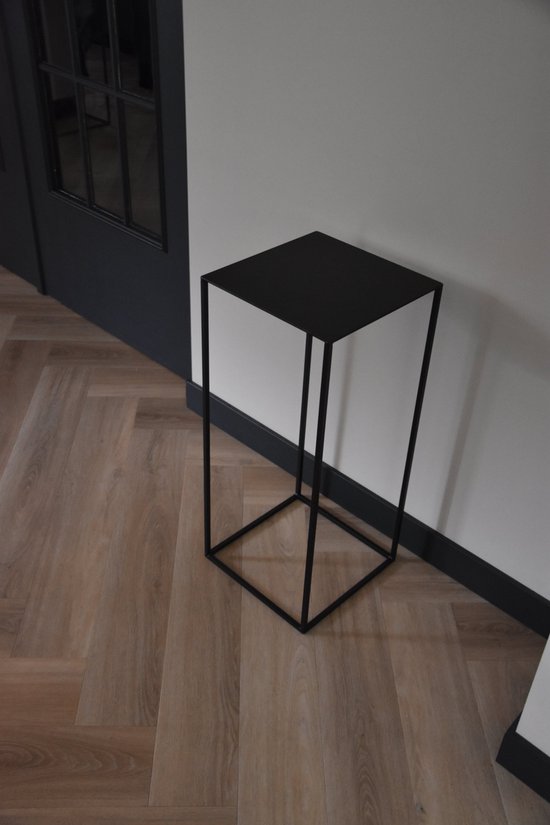 Zuil - 70 cm - metaal - mat zwart - sokkel - plantentafel