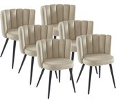 Bol.com PASCAL MORABITO Set van 6 stoelen van velours en zwart metaal - Beige - PRANILA - van Pascal Morabito L 59 cm x H 78.5 c... aanbieding