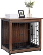 Cage pour chien de Krat pour animaux de compagnie Vintage avec porte de barrière en bois de dessus de Table avec plateau de sol pour l'intérieur