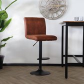 SET OFF: Tabouret de bar Anel 4 pièces avec dossier: microfibre cognac avec base de tabouret de bar noir