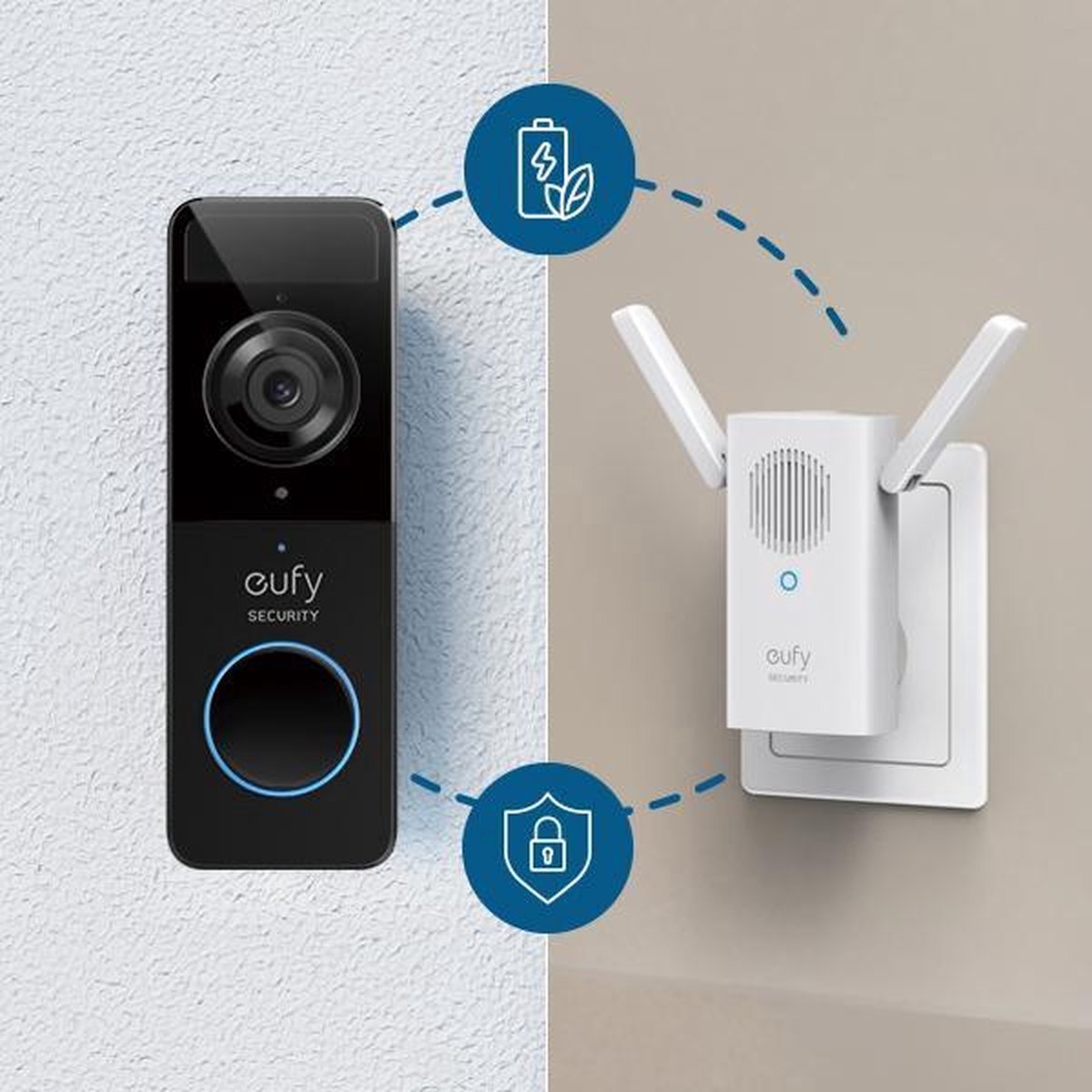 Afbeelding 2 van Eufy Security doorbell - Indoor Cam C220 + Eufy C210 deurbel - Voordeelbundel - Geen Homebase nodig Deurbelset