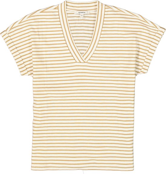 Garcia T-shirt Gestreept T Shirt R40207 3817 Safari Gold Dames Maat - XS
